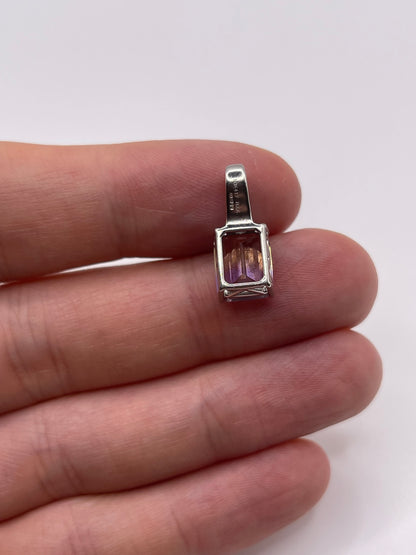 9ct white gold ametrine and zircon pendant