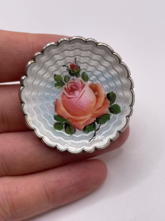 Silver enamel brooch