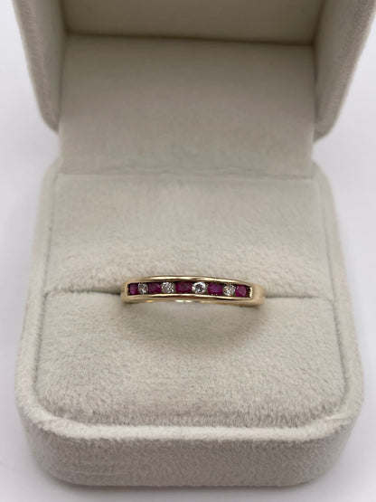 9ct gold ruby and diamond ring