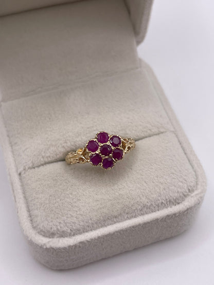 9ct gold ruby cluster ring