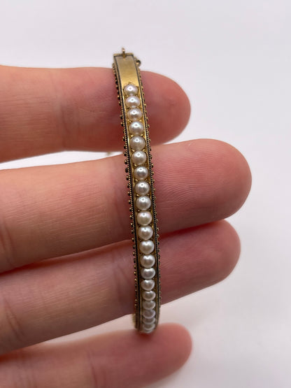 Antique 15ct gold pearl bangle