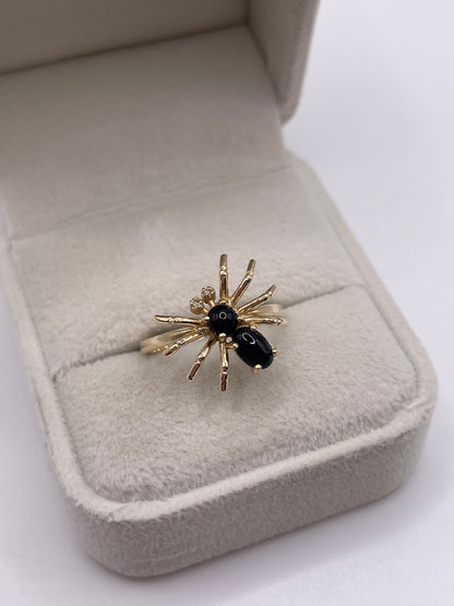 9ct gold onyx and diamond spider ring