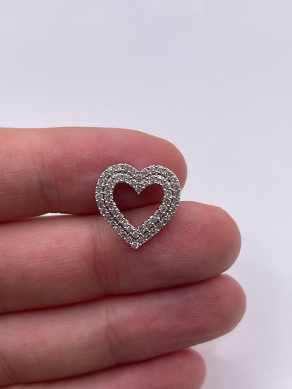 9ct white gold diamond heart pendant