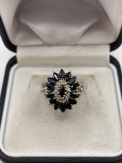 9ct gold sapphire and diamond ring