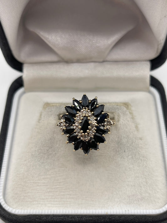 9ct gold sapphire and diamond ring
