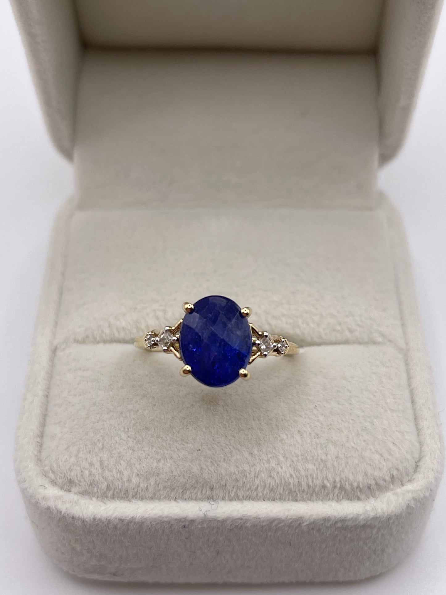 9ct gold tanzanite and zircon ring