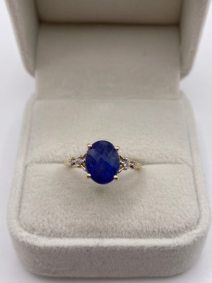 9ct gold tanzanite and zircon ring