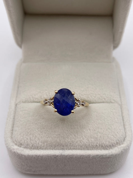 9ct gold tanzanite and zircon ring