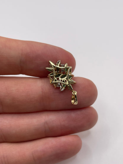 9ct gold emerald and diamond pendant