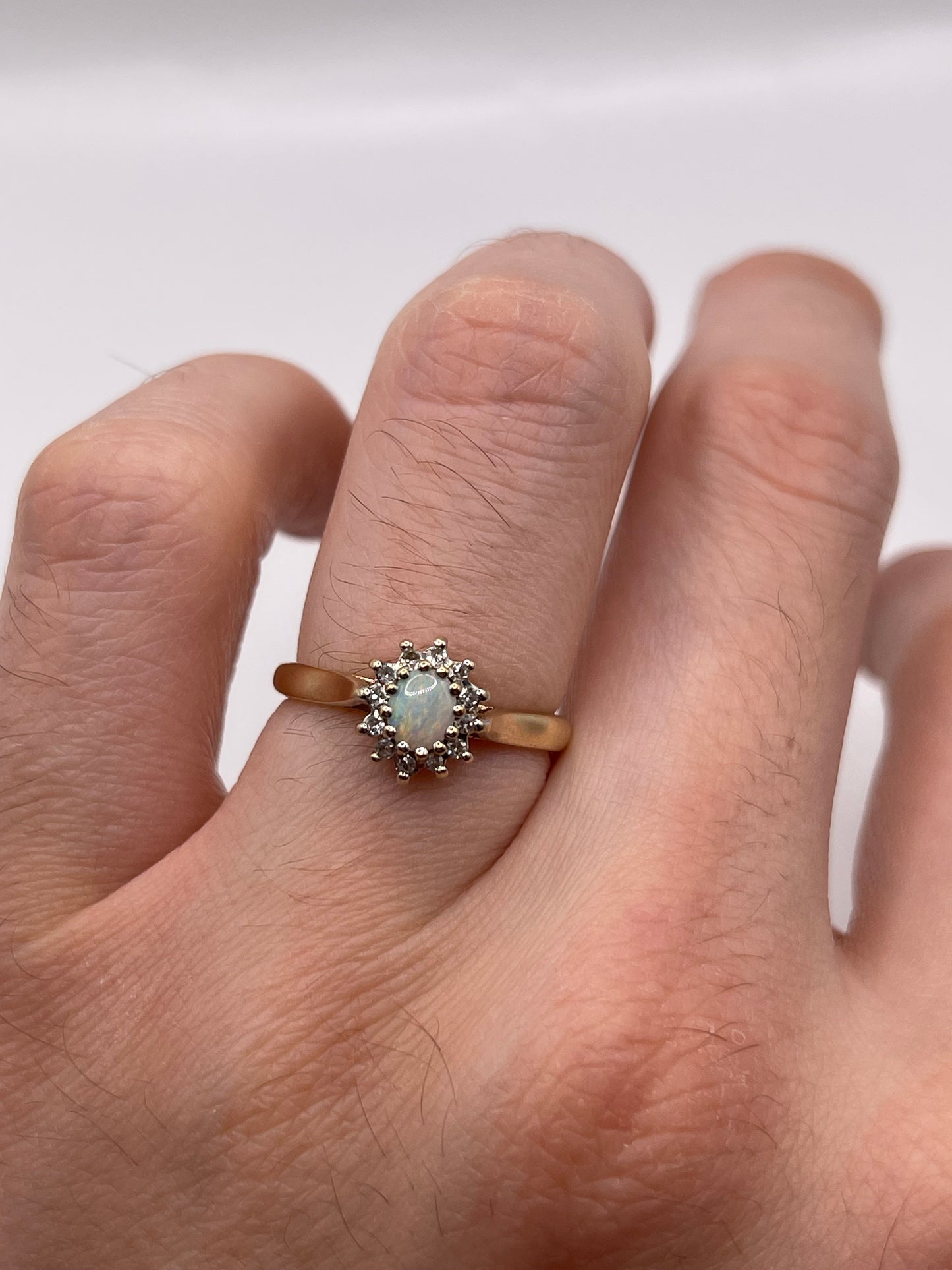 9ct gold opal and diamond ring