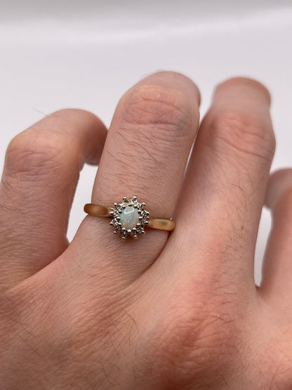 9ct gold opal and diamond ring