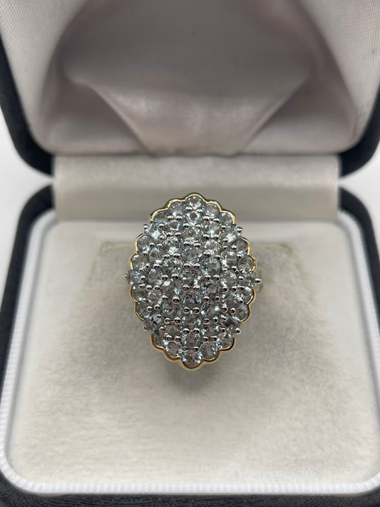 9ct gold aquamarine cluster ring