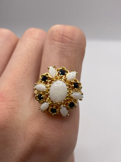 9ct gold opal and sapphire ring