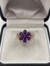 Load image into Gallery viewer, 9ct gold amethyst cluster ring
