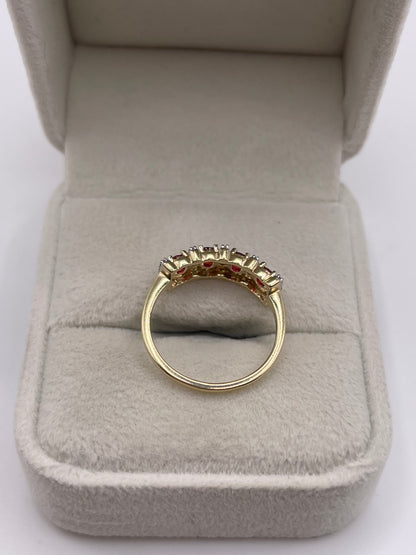 9ct gold spinel and zircon ring
