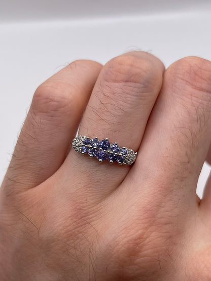9ct white gold tanzanite and diamond ring