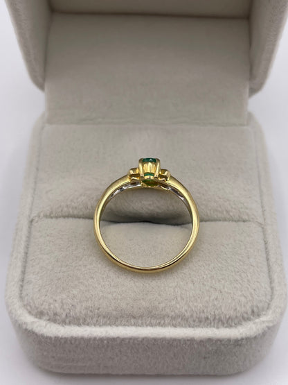 18ct gold emerald and diamond ring
