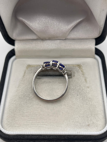 9ct white gold tanzanite and diamond ring