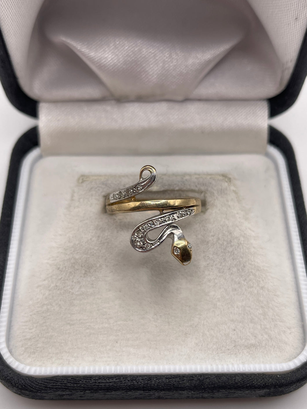 9ct gold diamond snake ring