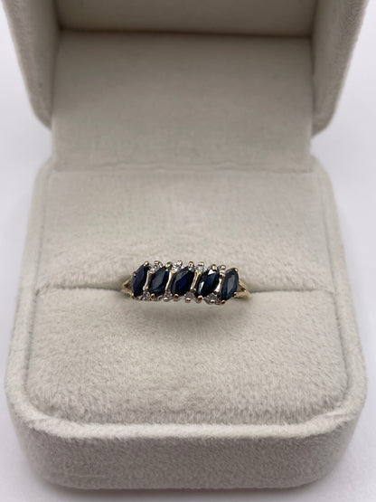 9ct gold sapphire and diamond ring