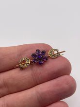 Load image into Gallery viewer, 9ct gold amethyst and pearl brooch
