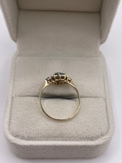9ct gold emerald and diamond ring