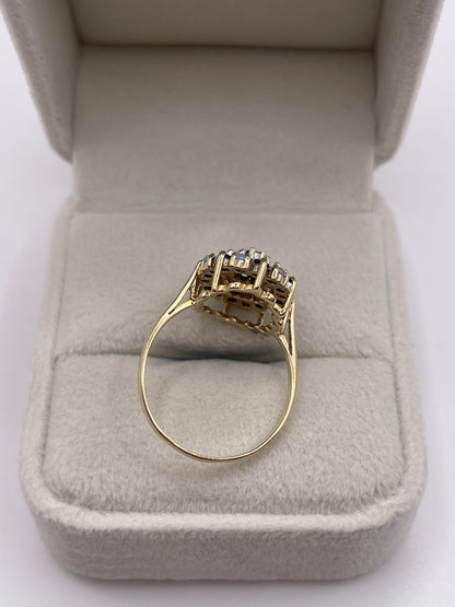 9ct gold opal, sapphire and diamond ring