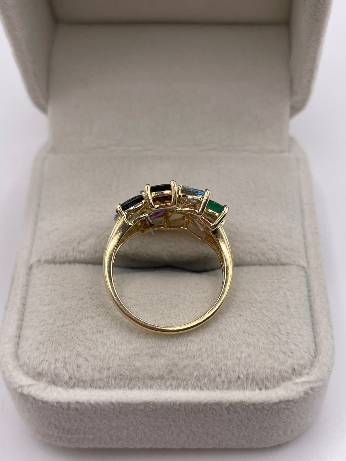 9ct gold multi gemstone cluster ring