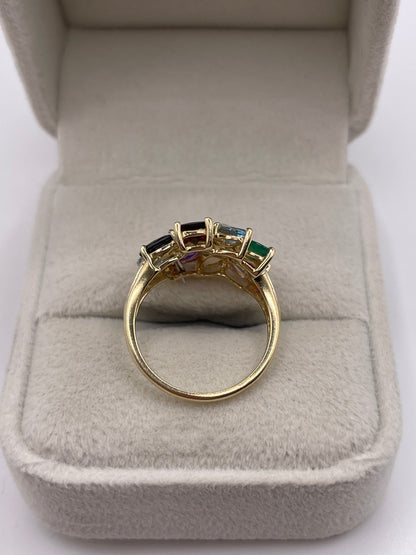9ct gold multi gemstone cluster ring