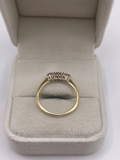 9ct gold pink sapphire and diamond ring