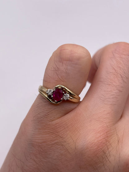 9ct gold ruby and diamond ring