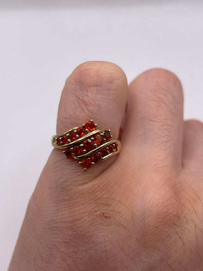 9ct gold fire opal cluster ring