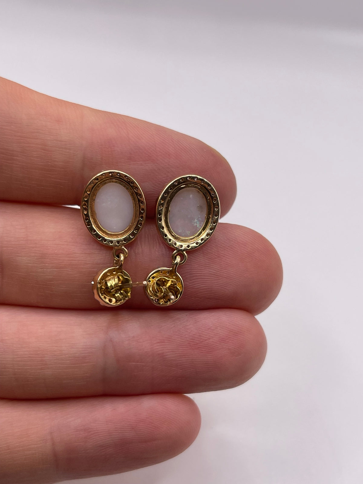 9ct gold opal and diamond earrings