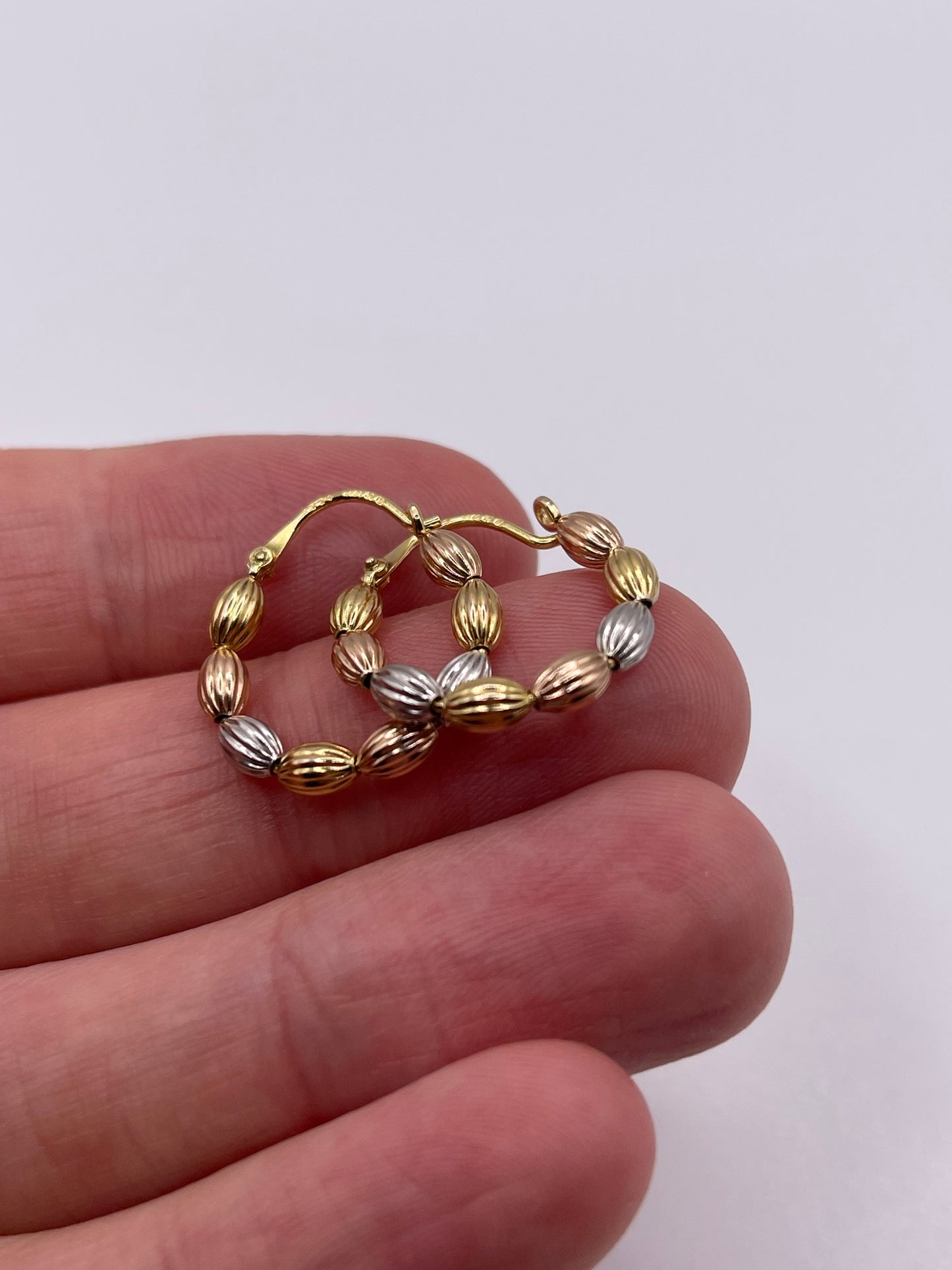 9ct tri gold earrings