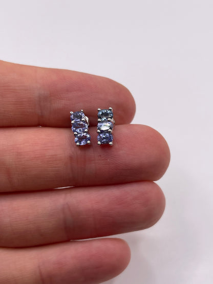 9ct white gold tanzanite earrings