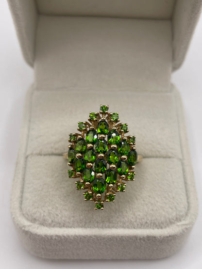 9ct gold diopside cluster ring
