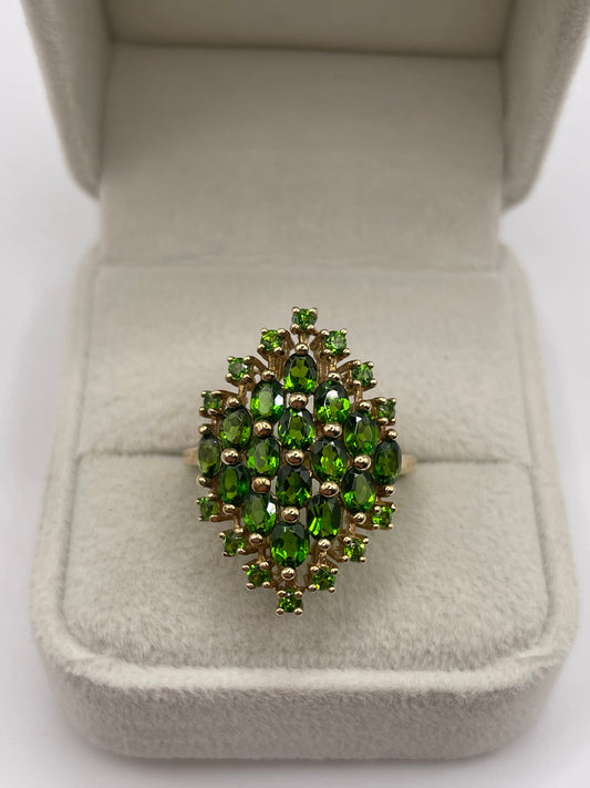 9ct gold diopside cluster ring