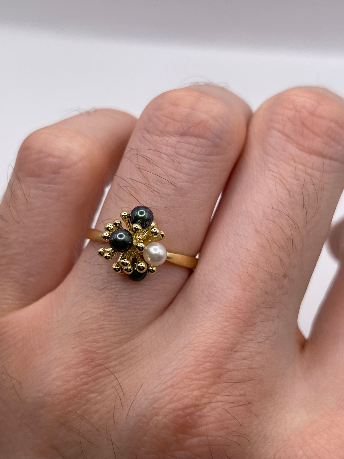 9ct gold pearl cluster ring