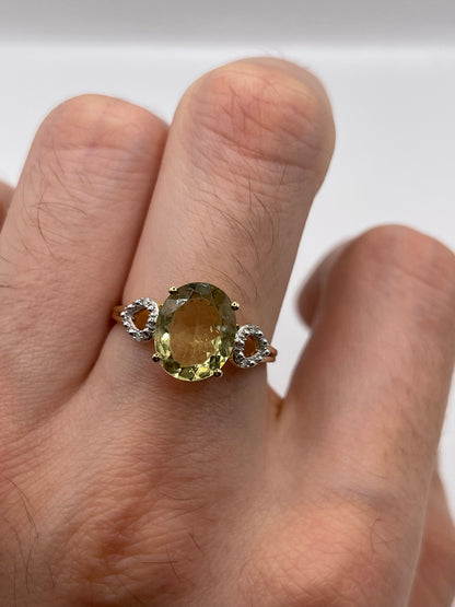9ct gold quartz and diamond ring