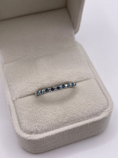 9ct white gold blue diamond ring