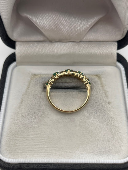 9ct gold emerald and diamond ring