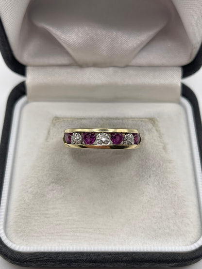 9ct gold almandine garnet and diamond ring