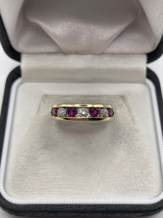 9ct gold almandine garnet and diamond ring