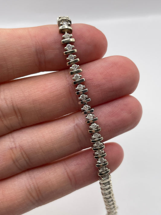 9ct white gold diamond bracelet