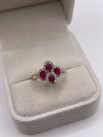 9ct gold ruby and diamond ring