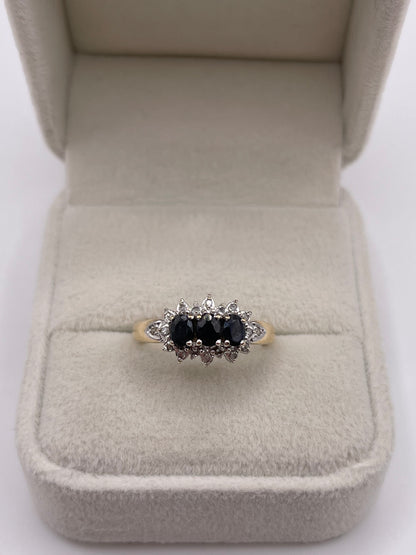 9ct gold sapphire and diamond ring