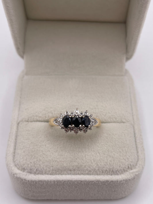9ct gold sapphire and diamond ring