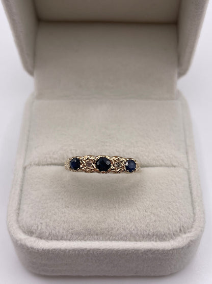 9ct gold sapphire and diamond ring