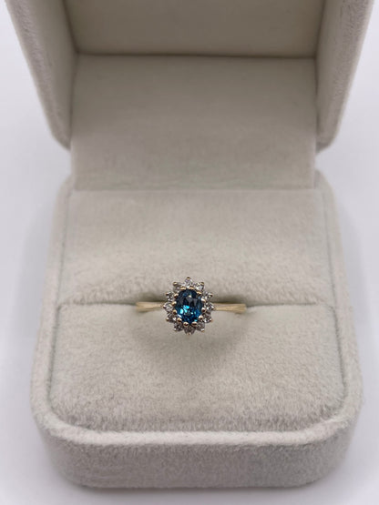 9ct gold topaz and diamond ring
