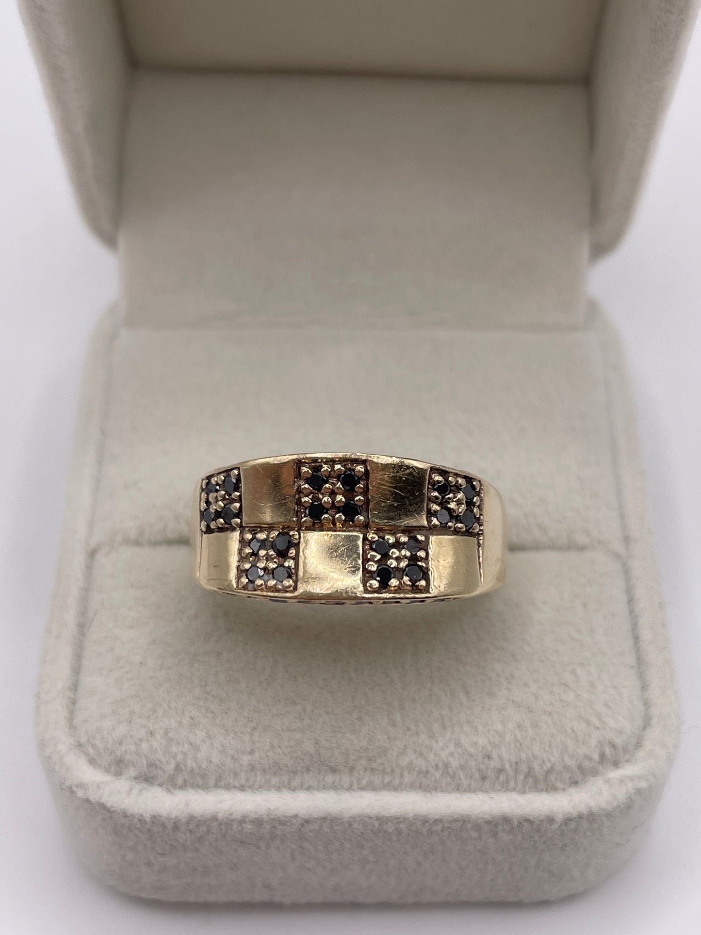 9ct gold black diamond cluster ring